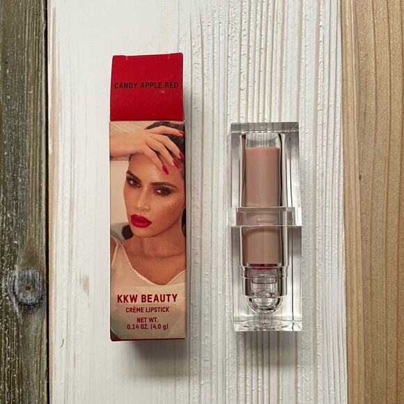 KKW Beauty Candy Apple Red Creme Lipstick Vivid Blue Red NEW NIB Discontinued - Picture 3 of 5